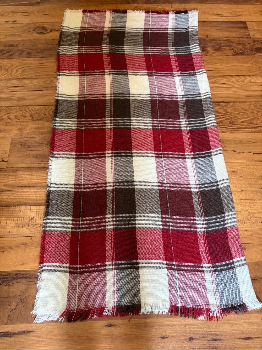 Jessica McClintock Red, White & Black Plaid Blanket Scarf , Shawl Or Wrap